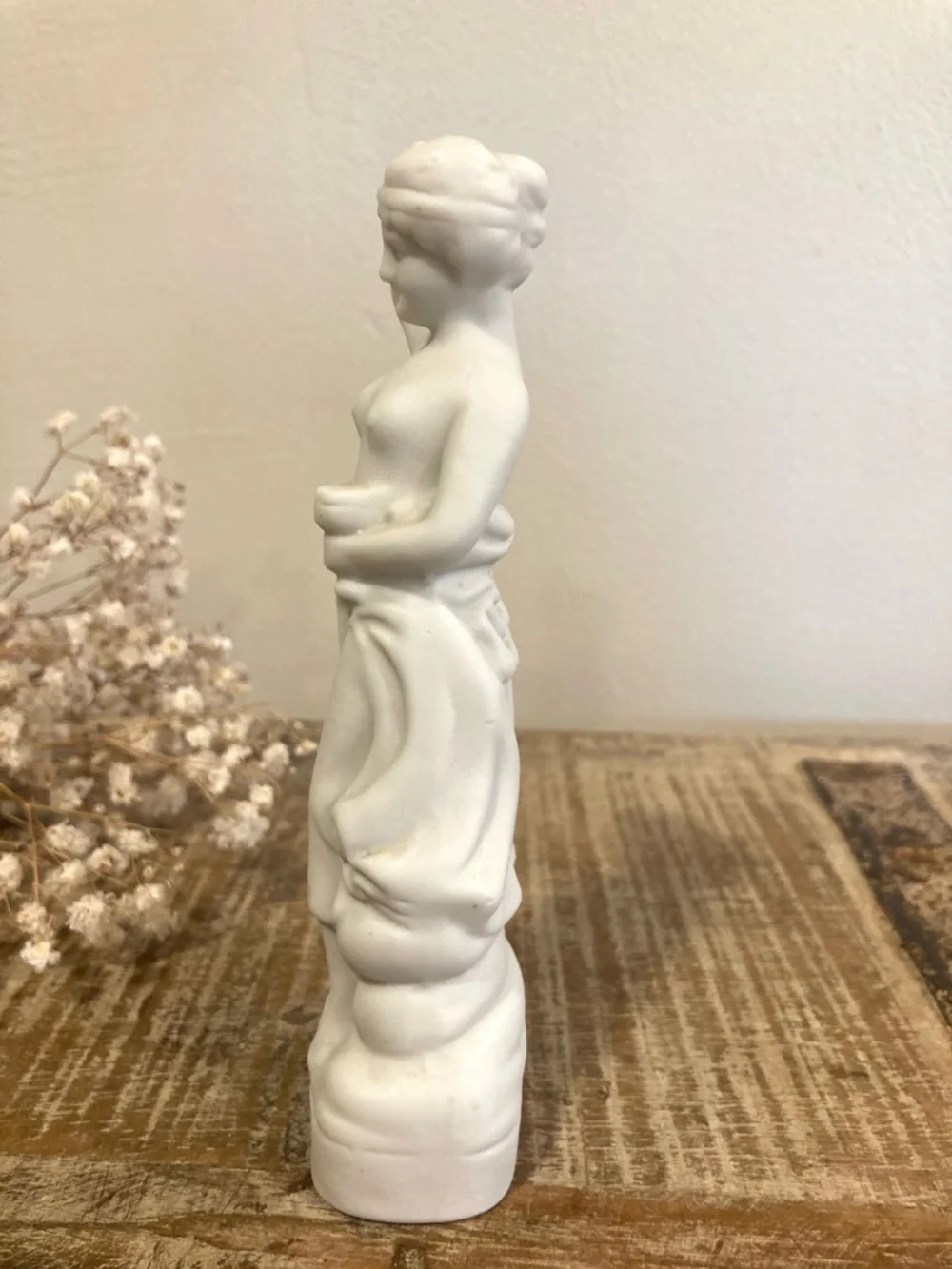 Matte White Vintage Ceramic Figurine Made in Japan Woman with Jars